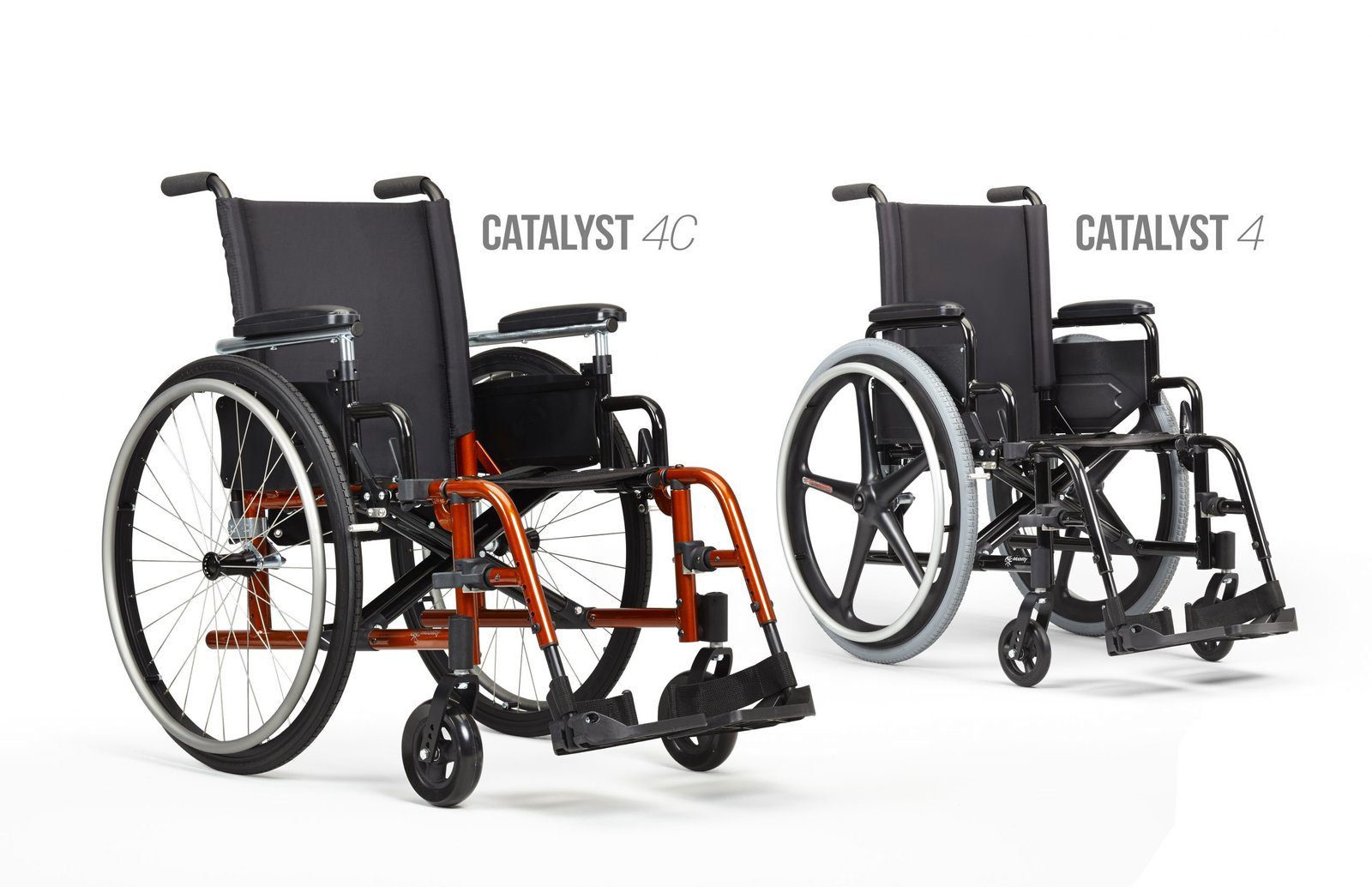 Catalyst 4C and Catalyst 4 Angle 1 scaled Younique Healthcare & Mobility The "Best-in-Class" K0004 chair on the market today.  With a 24lb weight. This K0004 is easier to push and transport than its competitors. The Catalyst 4 is our entry-level chair with the lowest base prices available in the Catalyst Family. The Catalyst 4C has more options available than its sister product the Catalyst 4.