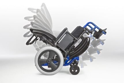Focus CR tilt range wheelchair with adjustable backrest and large rear wheels.