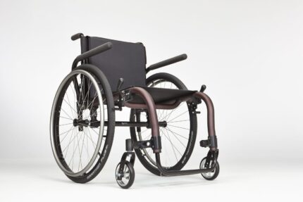 A Tsunami ALX wheelchair featuring a black seat and large wheels on a plain background.