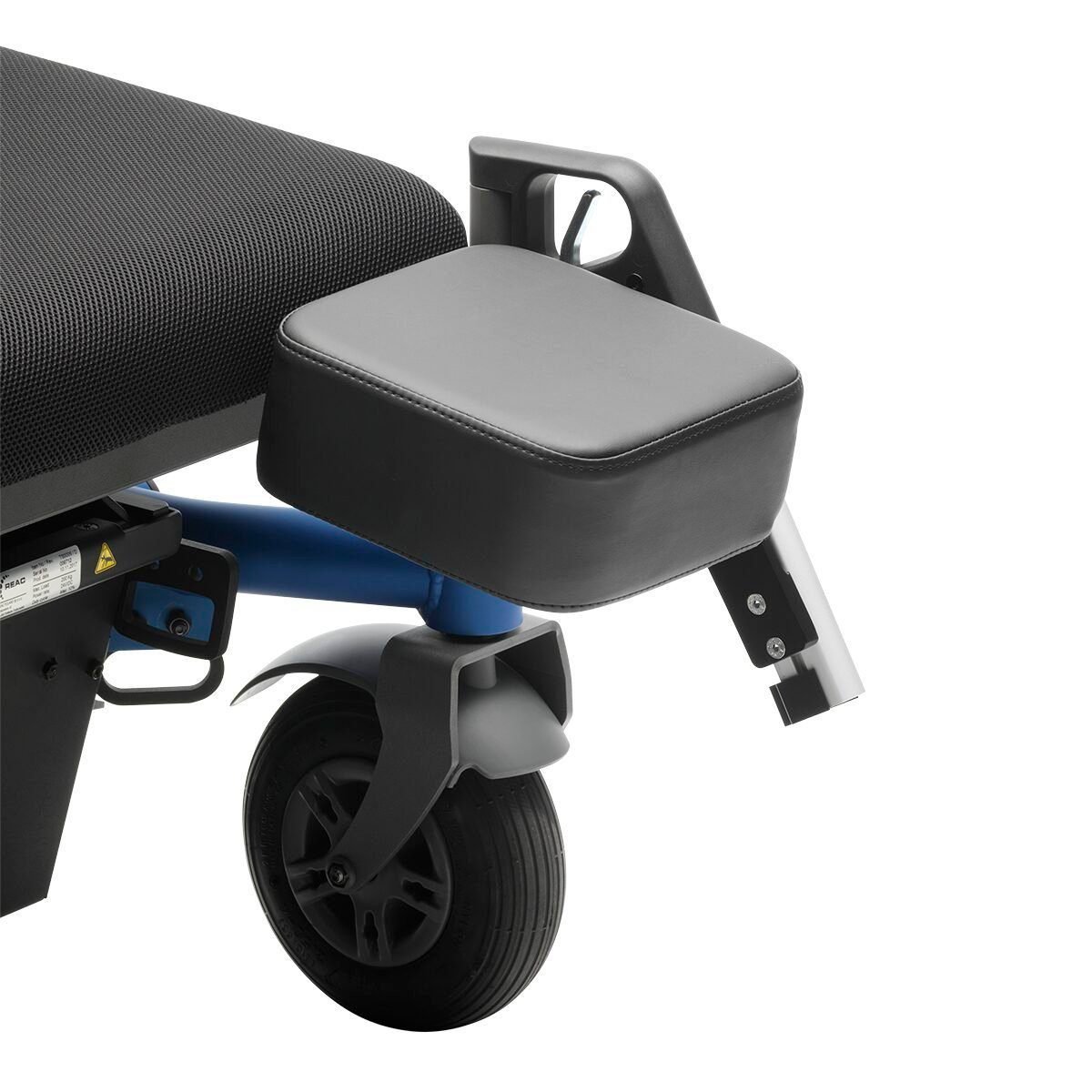 Dietz Rehab SEGO Comfort Seating System for Dietz Powered Wheelchairs 22 Younique Healthcare | Wheelchairs, Powerchairs, Ramps, Healthcare, Rehab, Mobility, Scooters in the West Midlands | 0121 630 3850 Footrest of a wheelchair designed for amputation support with a padded surface.