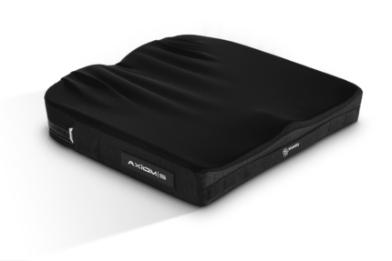 Black Axiom S seat cushion with a textured surface and a label on the side.