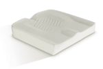 White memory foam seat cushion with a contoured design and honeycomb texture on the surface.