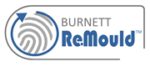 Logo of Burnett ReMould featuring a fingerprint design and text in blue and grey.