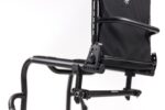 Close-up view of the backrest mechanism of the Rogue New wheelchair showing its structural components.