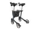 Two-seat walker featuring arm supports and a central storage compartment.