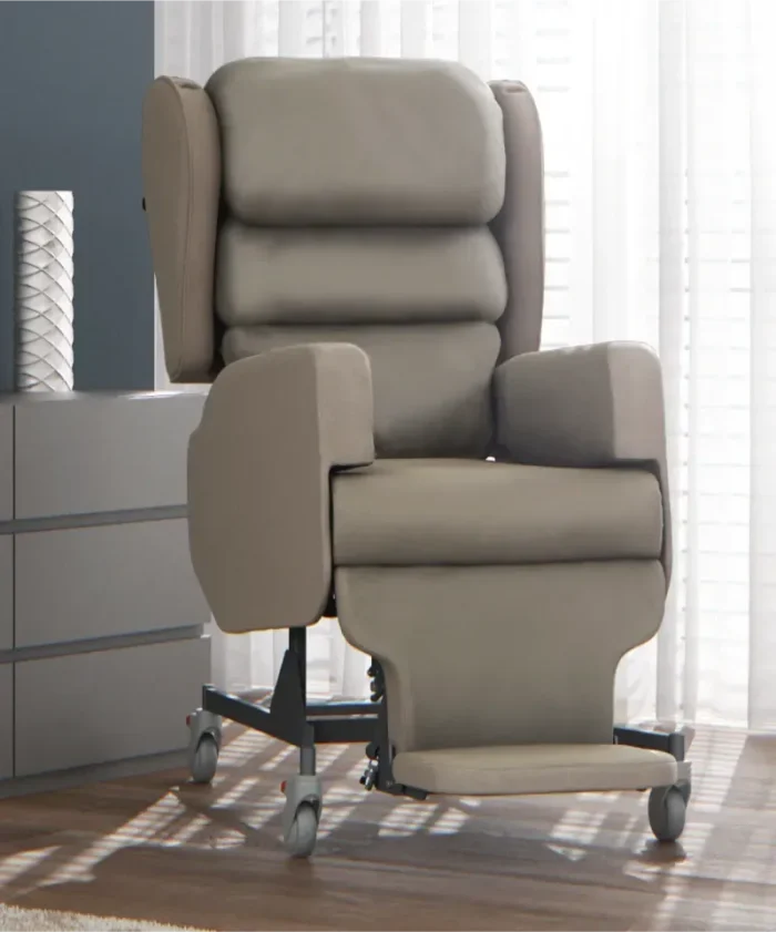 Accora Care Seating 2 Younique Healthcare & Mobility | Wheely Good Wheelchairs in the West Midlands | 0121 630 3850 Accora Care Seating showing a beige pressure care tilt in space seating system in a home