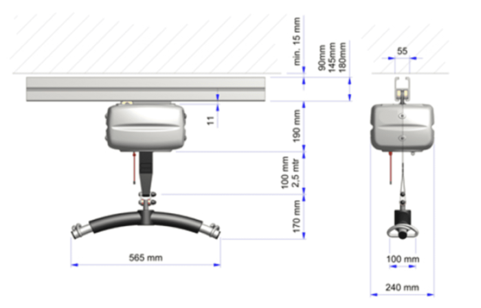 8 OT200 Overhead hoist dimensions