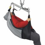 Bariatric deluxe short tucks sling with a person being lifted in a supportive position.