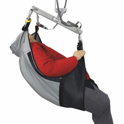 Bariatric deluxe short tucks sling with a person being lifted in a supportive position.