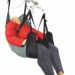 Bariatric in-situ hammock featuring a mannequin seated in a supportive position with short tucks.
