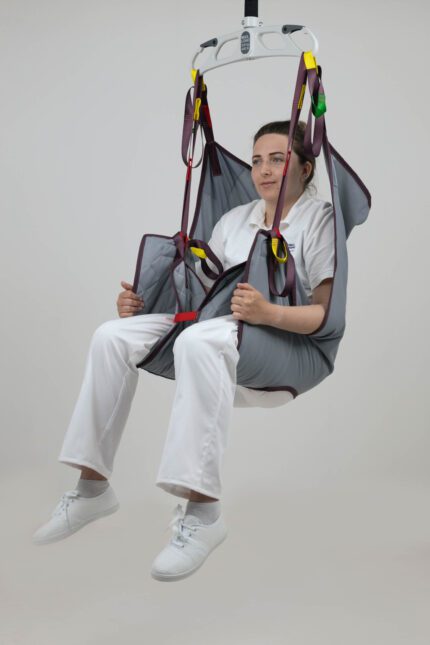 FastFit Deluxe Sling designed for patient lifting, featuring straps and a supportive seat.