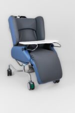 Air Comfort Deluxe V2 chair with a detachable meal tray attached to the armrest.