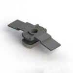 Standard rail bracket in grey with a central hole and flat extensions on either side.