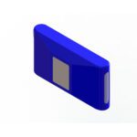 A blue spare battery pack with a rectangular shape and a flat surface.