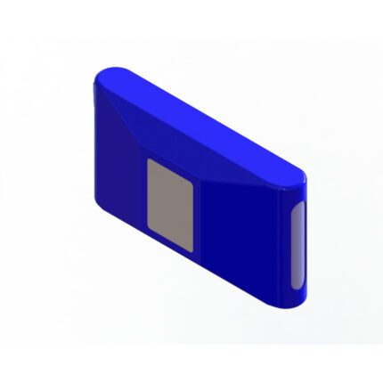 A blue spare battery pack with a rectangular shape and a flat surface.