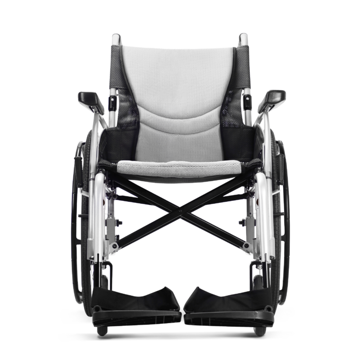 Karma Ergo 3 wheelchair, front view showing Double S-Ergo seat