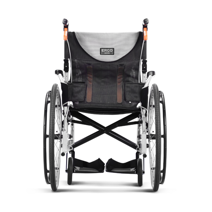 Karma Ergo 3 wheelchair, rear view showing S-Ergo back system
